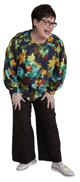 Kerri Price smiling, standing