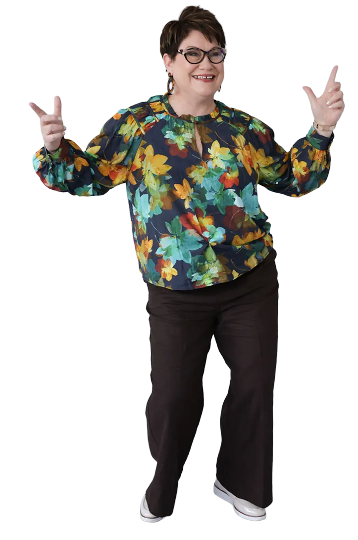 Kerri Price smiling, gesturing.